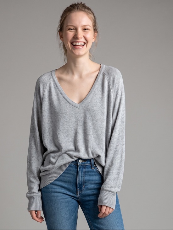 Brandy Melville Sweaters - BRANDY MELVILLE Oversized Heather Gray V Neck Sweater, OS (S - XL) GUC